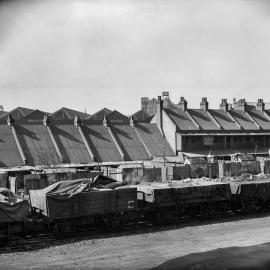 Glass Negative - Construction of the City Municipal Fruit Market Building Number 3 in Haymarket, 1910