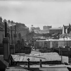 Glass Negative - Construction of the City Municipal Fruit Market Building Number 3 in Haymarket, 1910