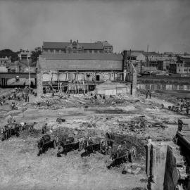 Glass Negative - Construction of the City Municipal Fruit Market Building Number 3 in Haymarket, 1910