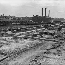 Glass Negative - Construction of the City Municipal Fruit Market Building Number 3 in Haymarket, 1910