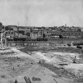 Glass Negative - Construction of the City Municipal Fruit Market Building Number 3 in Haymarket, 1910