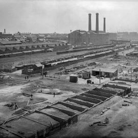 Glass Negative - Construction of the City Municipal Fruit Market Building Number 3 in Haymarket, 1910