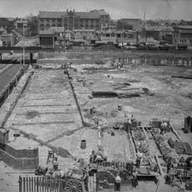 Glass Negative - Construction of the City Municipal Fruit Market Building Number 3 in Haymarket, 1910