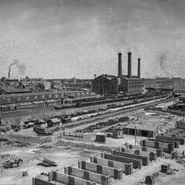 Glass Negative - Construction of the City Municipal Fruit Market Building Number 3 in Haymarket, 1910