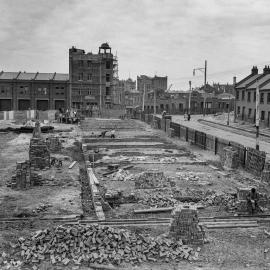 Glass Negative - Construction of the City Municipal Fruit Market Building Number 3 in Haymarket, 1910