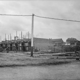 Glass Negative - Construction of the City Municipal Fruit Market Building Number 3 in Haymarket, 1910
