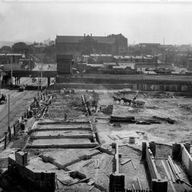 Glass Negative - Construction of the City Municipal Fruit Market Building Number 3 in Haymarket, 1911