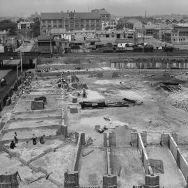 Glass Negative - Construction of the City Municipal Fruit Market Building Number 3 in Haymarket, 1911