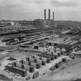 Glass Negative - Construction of the City Municipal Fruit Market Building Number 3 in Haymarket, 1911
