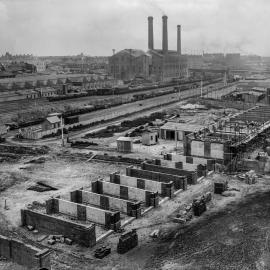 Glass Negative - Construction of the City Municipal Fruit Market Building Number 3 in Haymarket, 1911