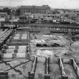 Glass Negative - Construction of the City Municipal Fruit Market Building Number 3 in Haymarket, 1911