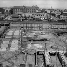 Glass Negative - Construction of the City Municipal Fruit Market Building Number 3 in Haymarket, 1911