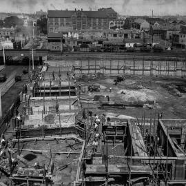 Glass Negative - Construction of the City Municipal Fruit Market Building Number 3 in Haymarket, 1911