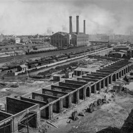 Glass Negative - Construction of the City Municipal Fruit Market Building Number 3 in Haymarket, 1911