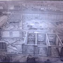 Glass Negative - Construction of the City Municipal Fruit Market Building Number 3 in Haymarket, 1911