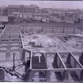 Glass Negative - Construction of the City Municipal Fruit Market Building Number 3 in Haymarket, 1911