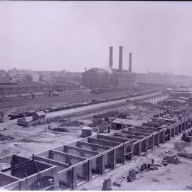 Glass Negative - Construction of the City Municipal Fruit Market Building Number 3 in Haymarket, 1911
