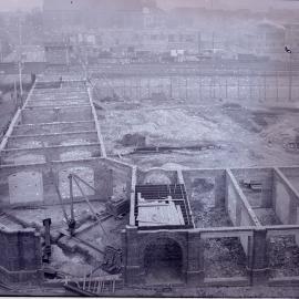 Glass Negative - Construction of the City Municipal Fruit Market Building Number 3 in Haymarket, 1911