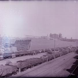 Glass Negative - Construction of the City Municipal Fruit Market Building Number 3 in Haymarket, 1911