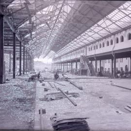 Glass Negative - Construction of the City Municipal Fruit Market Building Number 3 in Haymarket, 1911