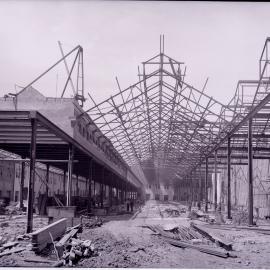 Glass Negative - Construction of the City Municipal Fruit Market Building Number 3 in Haymarket, 1911