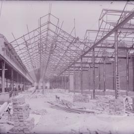 Glass Negative - Construction of the City Municipal Fruit Market Building Number 3 in Haymarket, 1911