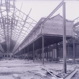 Glass Negative - Construction of the City Municipal Fruit Market Building Number 3 in Haymarket, 1911