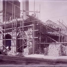 Glass Negative - Scaffolding on frontage of Pyrmont Power Station Extension Number 3, Pyrmont, 1913
