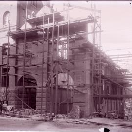 Glass Negative - Scaffolding on front of Pyrmont Power Station Extension Number 3 in Pyrmont, 1913