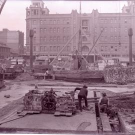 Glass Negative - Construction of the W P Manning Building, Haymarket, 1913