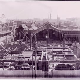 Glass Negative - Construction of the W P Manning Building, Haymarket, 1913
