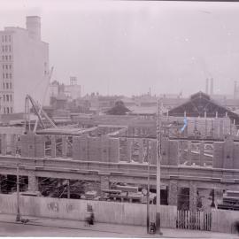 Glass Negative - Construction of the W P Manning Building, Haymarket, 1913