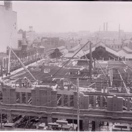 Glass Negative - Construction of the W P Manning Building, Haymarket, 1913
