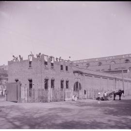 Glass Negative - Construction of cement storage shed at Municipal Council Depot, Wattle Street Pyrmont, 1918