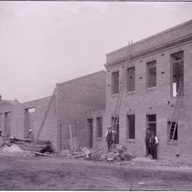 Glass Negative - Construction of cement storage shed at Municipal Council Depot, Wattle Street Pyrmont, 1918