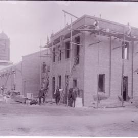 Glass Negative - Construction of cement storage shed at Municipal Council Depot, Wattle Street Pyrmont, 1918