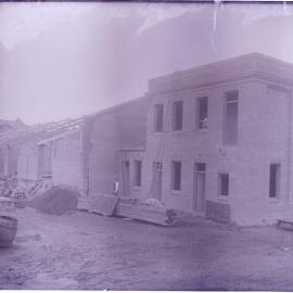 Glass Negative - Construction of cement storage shed at Municipal Council Depot, Wattle Street Pyrmont, 1918