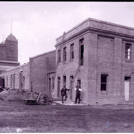 Glass Negative - Construction of cement storage shed at Municipal Council Depot, Wattle Street Pyrmont, 1918