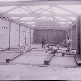 Glass Negative - Construction of cement storage shed at Municipal Council Depot, Wattle Street Pyrmont, 1918