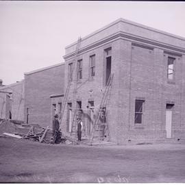 Glass Negative - Construction of cement storage shed at Municipal Council Depot, Wattle Street Pyrmont, 1918