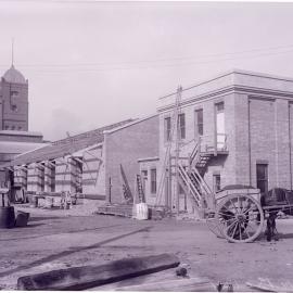 Glass Negative - Construction of cement storage shed at Municipal Council Depot, Wattle Street Pyrmont, 1918