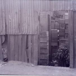 Glass Negative - Crate storage in Henrietta Lane Sydney, 1922