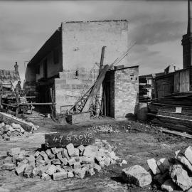 Glass Negative - Brick rubble in backyard in Grove Street Camperdown, 1922