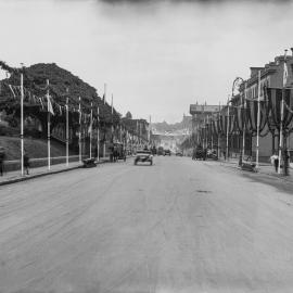 Glass Negative - Street decorations for Royal Visit, College Street Sydney, 1920