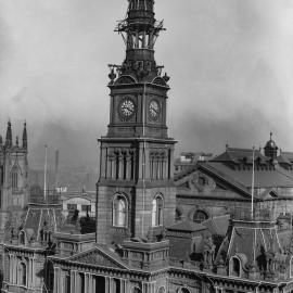 Glass Negative - Sydney Town Hall decorations, George Street Sydney, 1920
