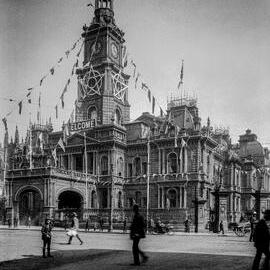 Glass Negative - Sydney Town Hall decorations, George Street Sydney, 1924