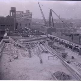 Glass Negative - Construction of the Castlereagh Street Sub Station, Haymarket, circa 1918