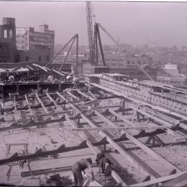 Glass Negative - Construction of the Castlereagh Street Sub Station, Haymarket, circa 1918