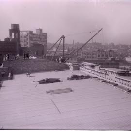 Glass Negative - Construction of the Castlereagh Street Sub Station, Haymarket, circa 1918