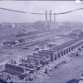 Glass Negative - Construction of the City Municipal Fruit Market Building Number 3 in Haymarket, 1911